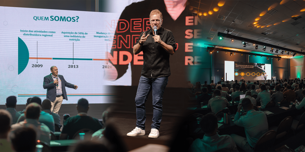 Palestrantes que participaram do evento comemorativo do setor de nutrição e saúde animal: nutrivital experience - opportunity, contando com a autoridade em vendas Bottini e o diretor da Nutrivital Rodrigo Risso